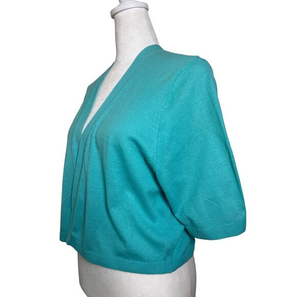 Fresh Produce Bolero‎ Cropped Knit Cardigan Sweater Turquoise Size 1X NWT $75 - Picture 4 of 8